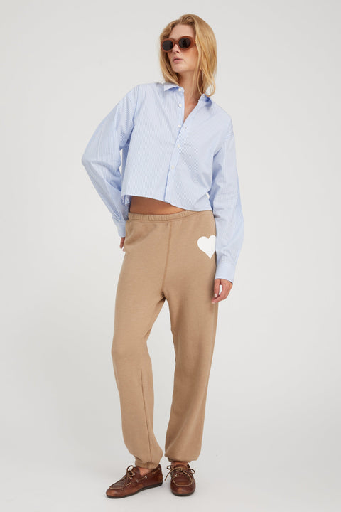 Baby Blue Striped Cropped Button Down