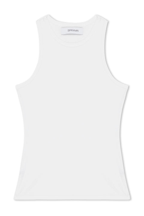 White Cotton Racer Tank