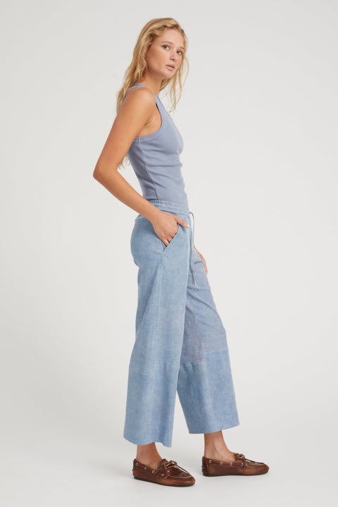 Vintage Denim Suede Cropped Baggy Pants