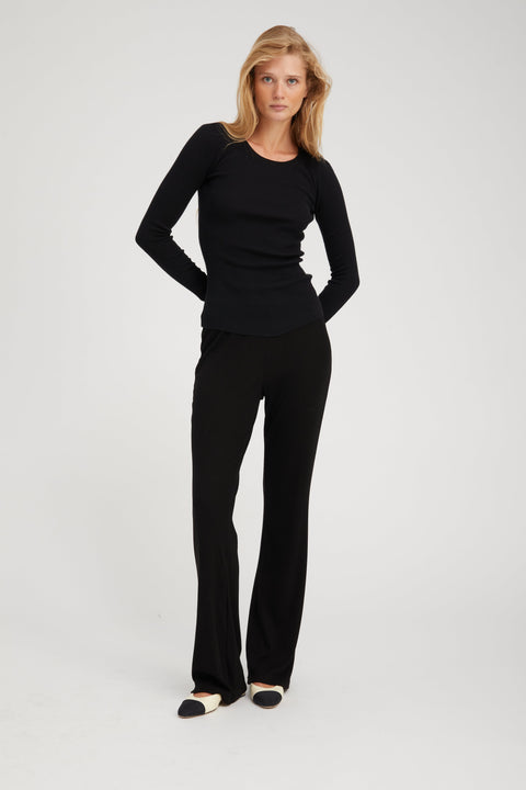 Black Cashmere Long Sleeve Baby Tee