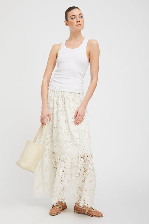 White Eyelet Ali Maxi Skirt