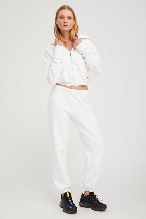 White Cotton Mini Logo Sweatpants
