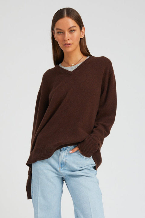 Americano Cashmere V-Neck Boyfriend Sweater